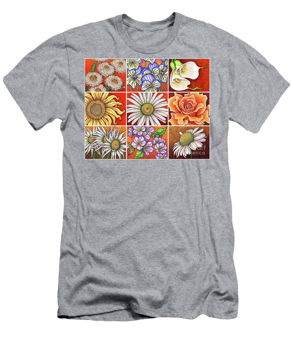 Garden T-Shirt featuring the painting Red Garden Patchwork by Amy E Fraser