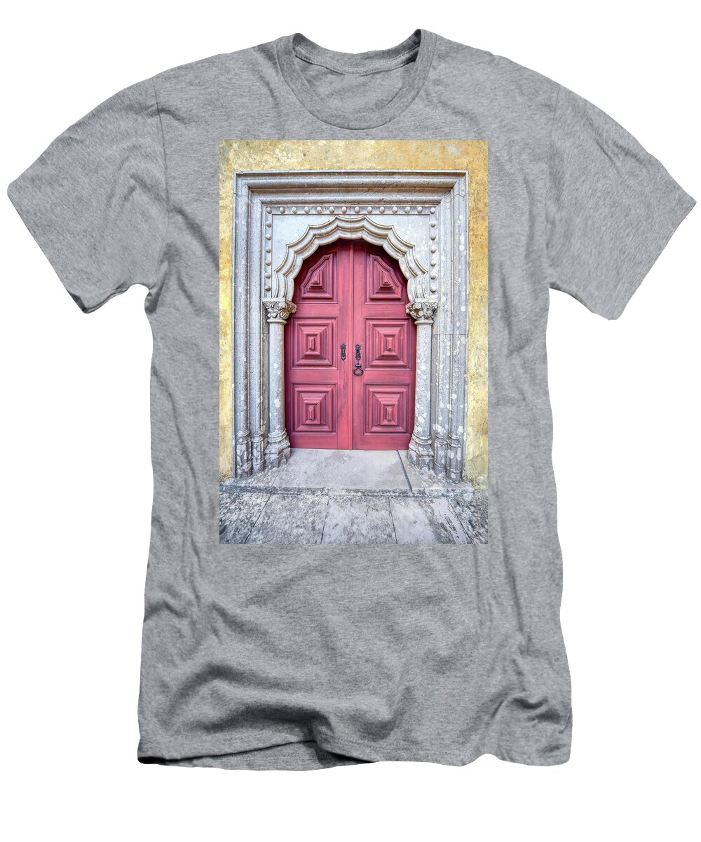 Door T-Shirt featuring the photograph Red Medieval Door by David Letts