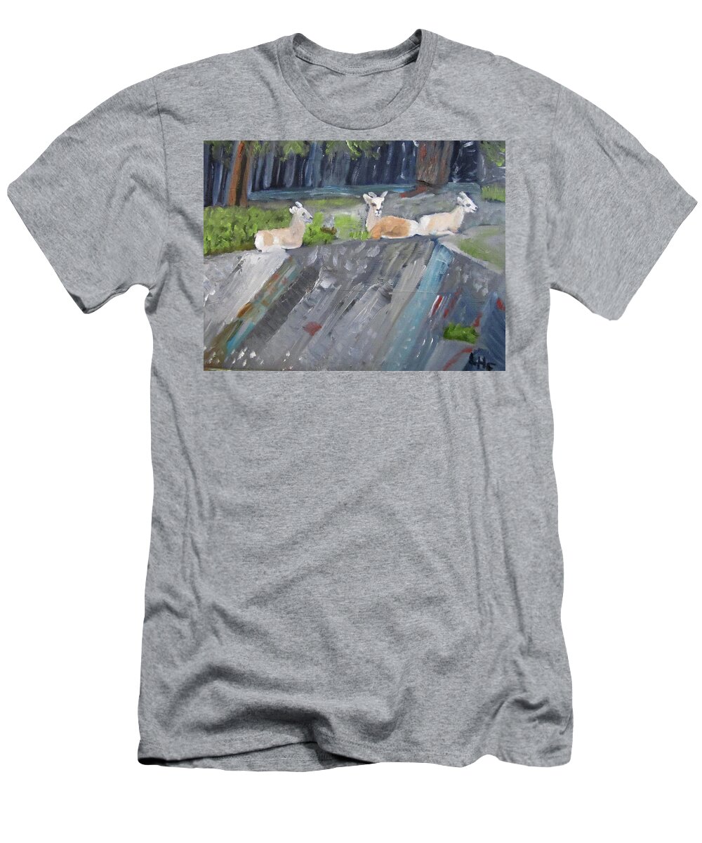 Mountain Sheep T-Shirt featuring the painting Resting by Linda Feinberg