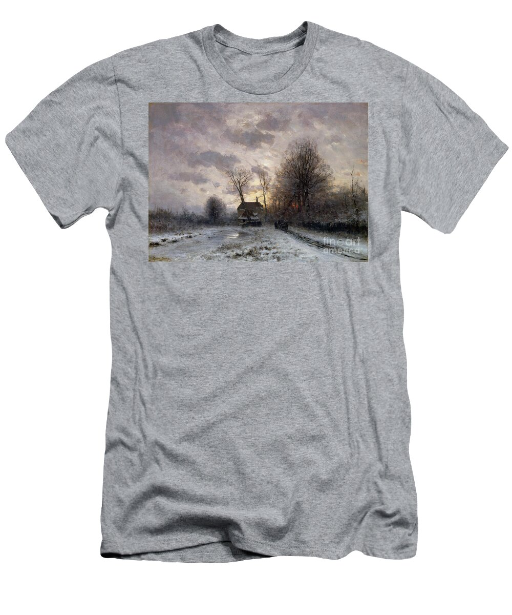 Cottage T-Shirt featuring the painting Returning Home By Lodewijk Frederik Hendrik Apol by Lodewijk Frederik Hendrik Apol
