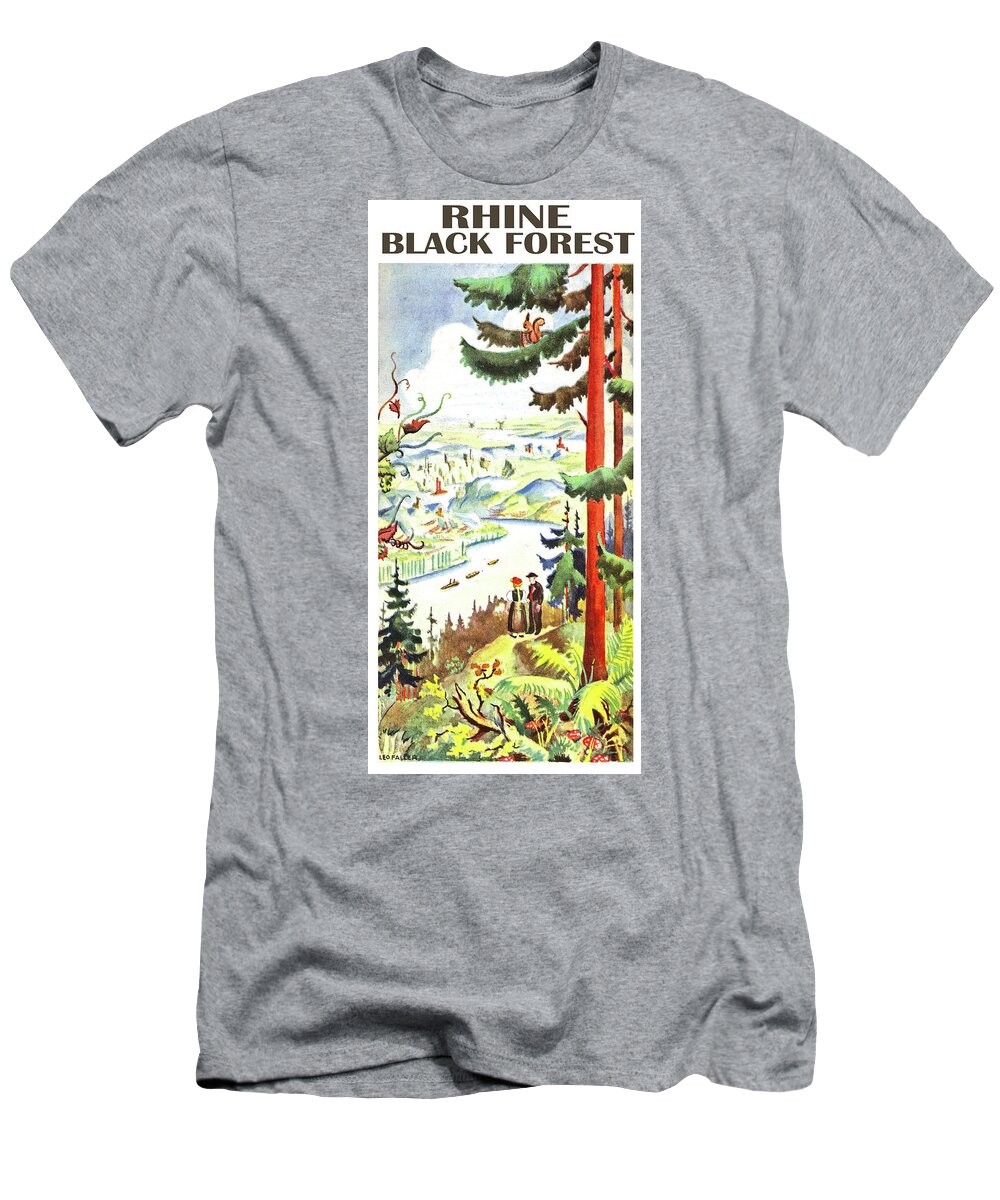 German T-Shirt featuring the digital art Rhine river and Black Forest by Long Shot