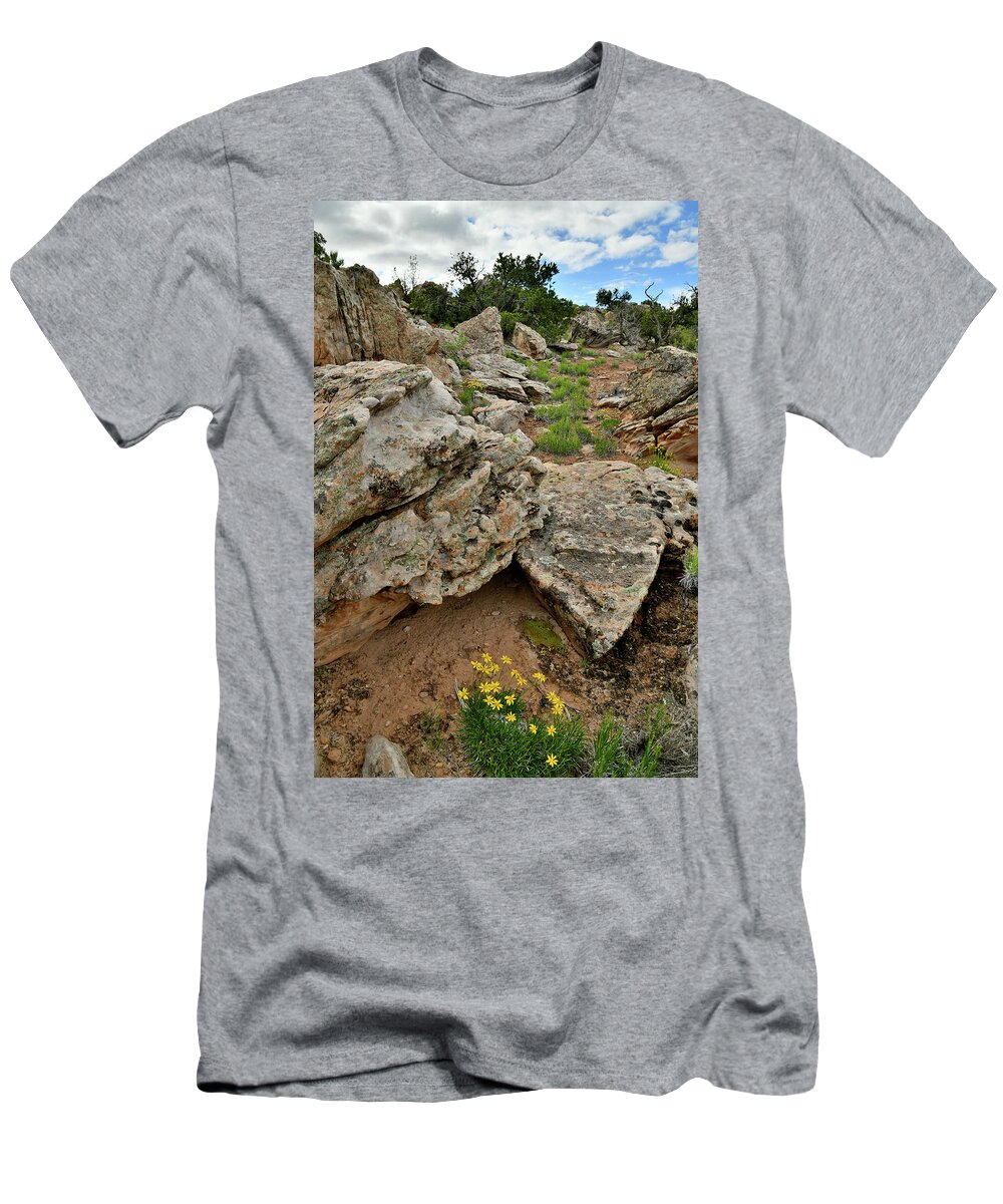 Little Park Road T-Shirt featuring the photograph Roadside Wildflowers along Little Park Road by Ray Mathis