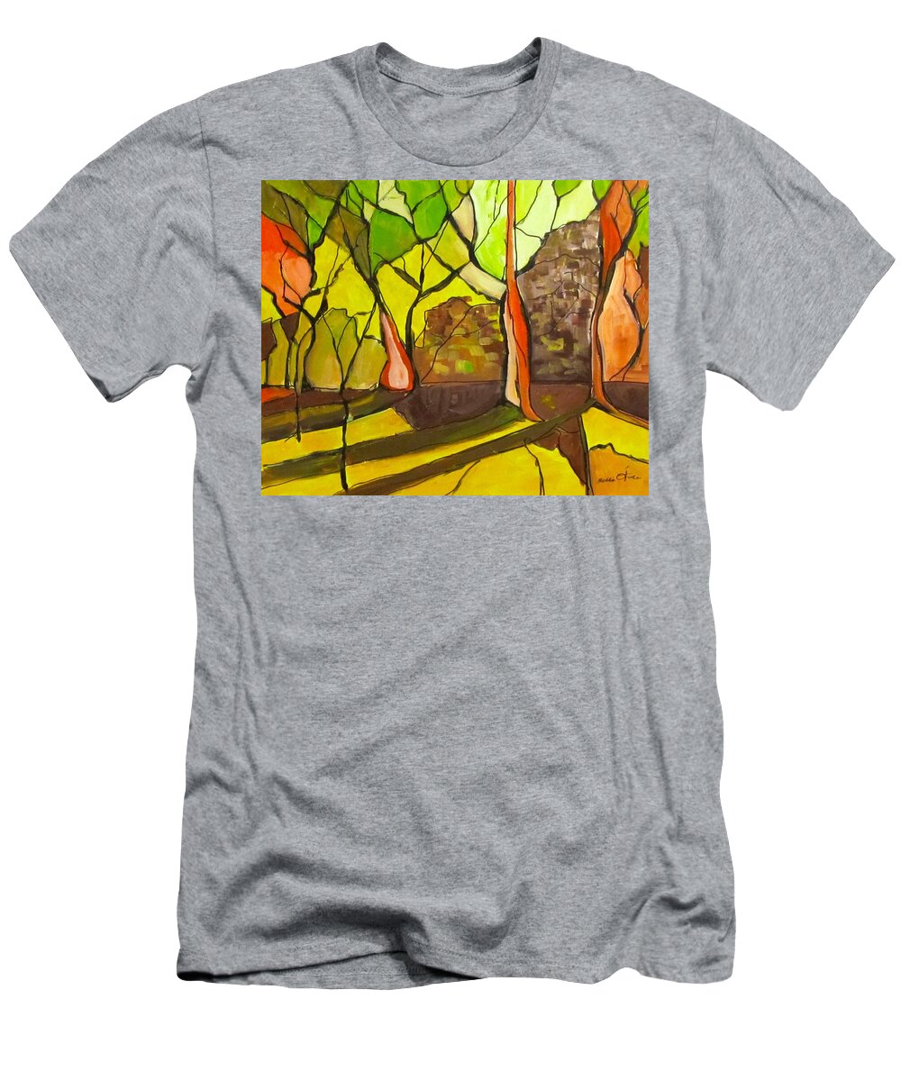 Abstract T-Shirt featuring the painting Robyn's Woods by Barbara O'Toole