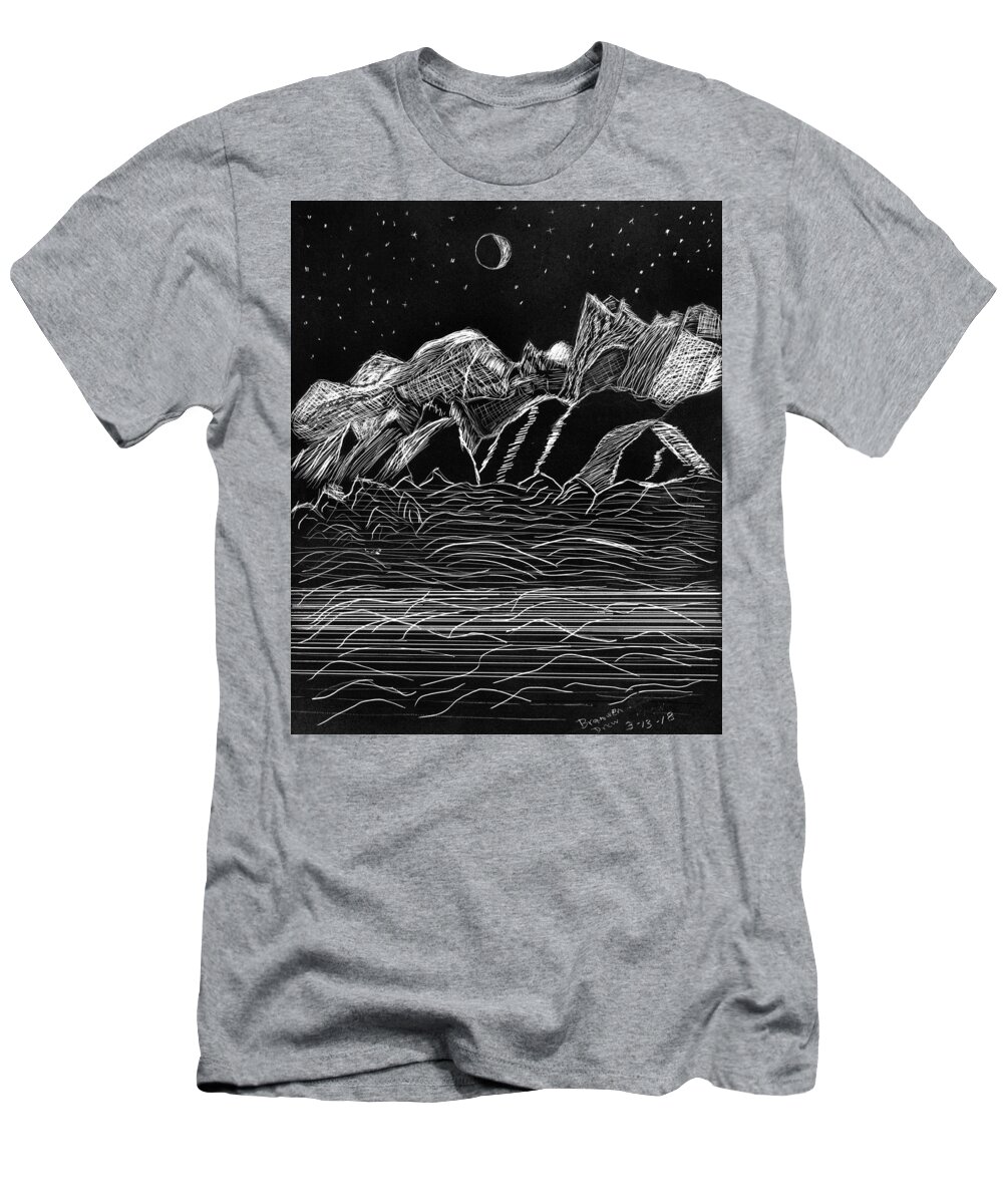 Rocky Mountains T-Shirt featuring the drawing Rocky Mountain High by Branwen Drew