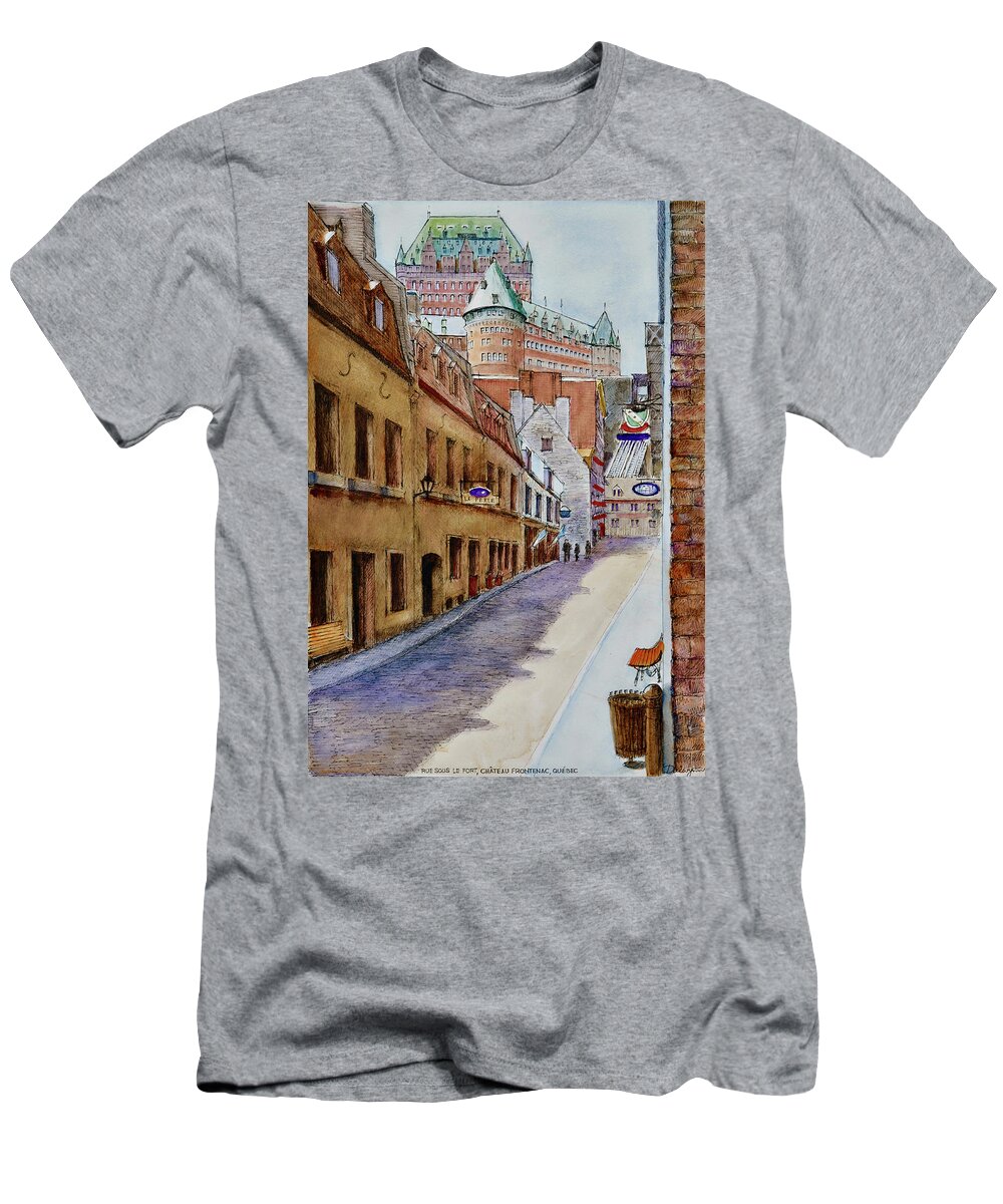 Canada T-Shirt featuring the painting Rue Sous Le Fort Aquarelle by Dai Wynn