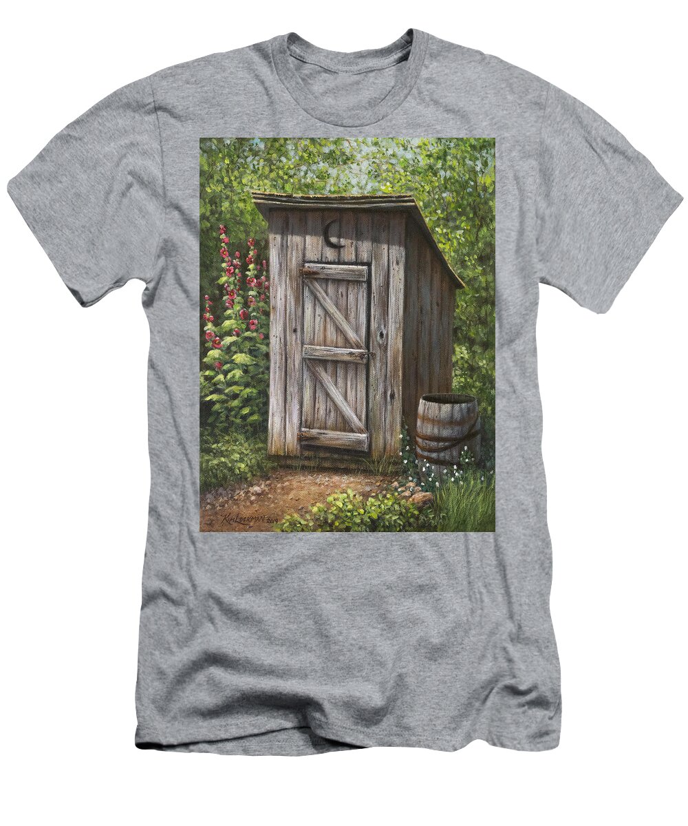 Outhouse T-Shirt featuring the painting Rustic Rest Stop by Kim Lockman