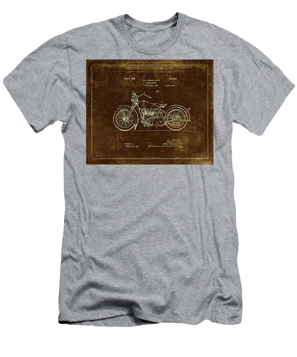 Patent T-Shirt featuring the photograph Rusty Harley - Davidson Motorcycle Patent Drawing by Maria Angelica Maira