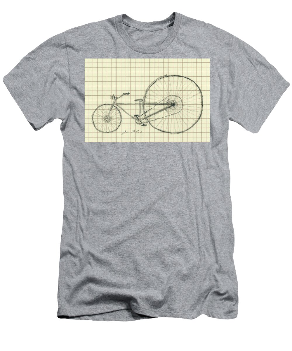 Penny Farthing T-Shirt featuring the drawing Safety Penny by Jayson Tuntland