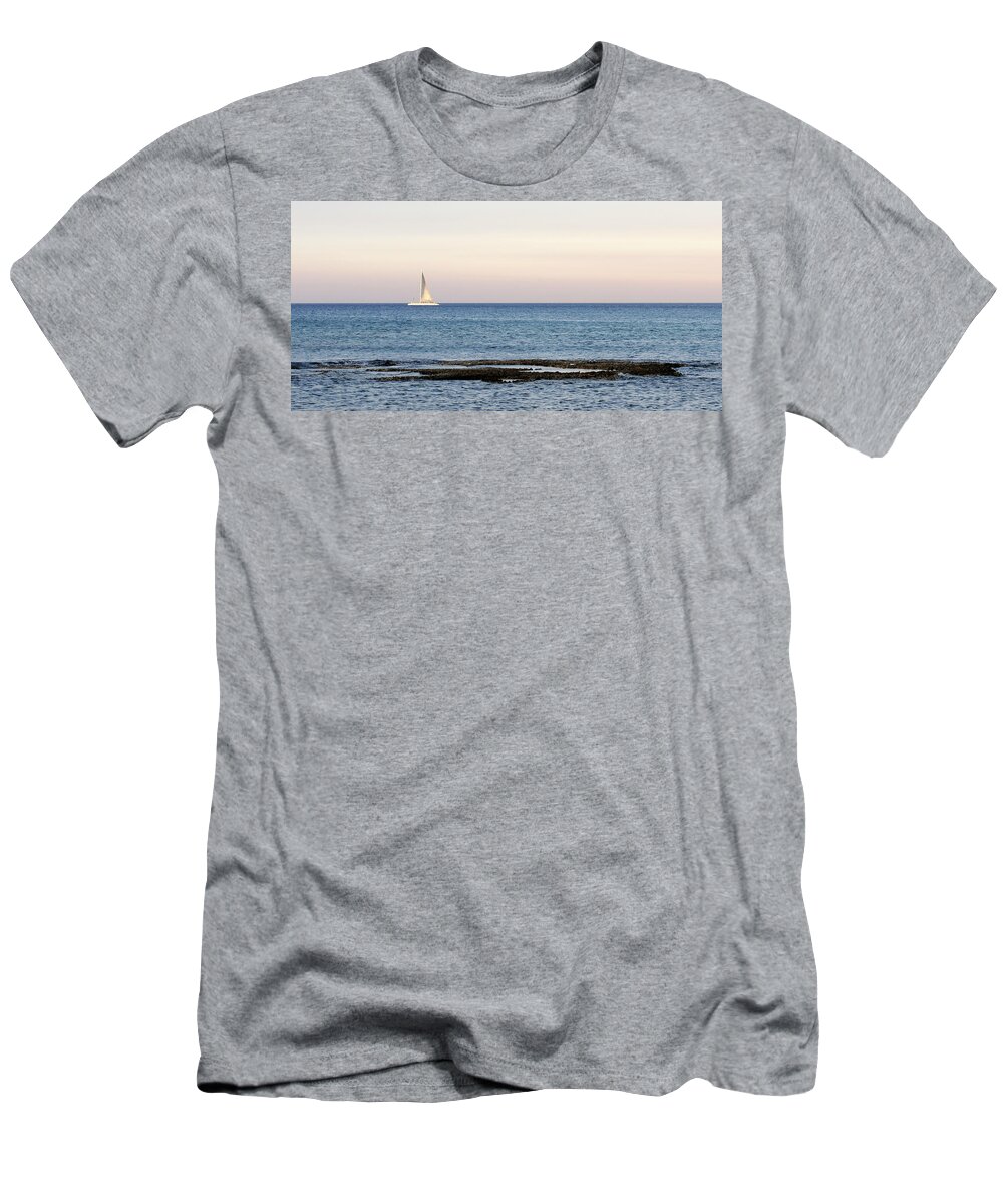 Sea T-Shirt featuring the photograph Sailing boat in the Calm Ocean by Michalakis Ppalis