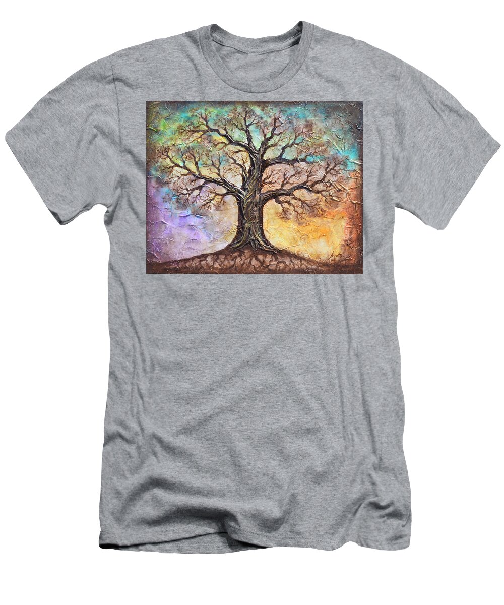 Tree T-Shirt featuring the painting Seasons of Life by Agata Lindquist