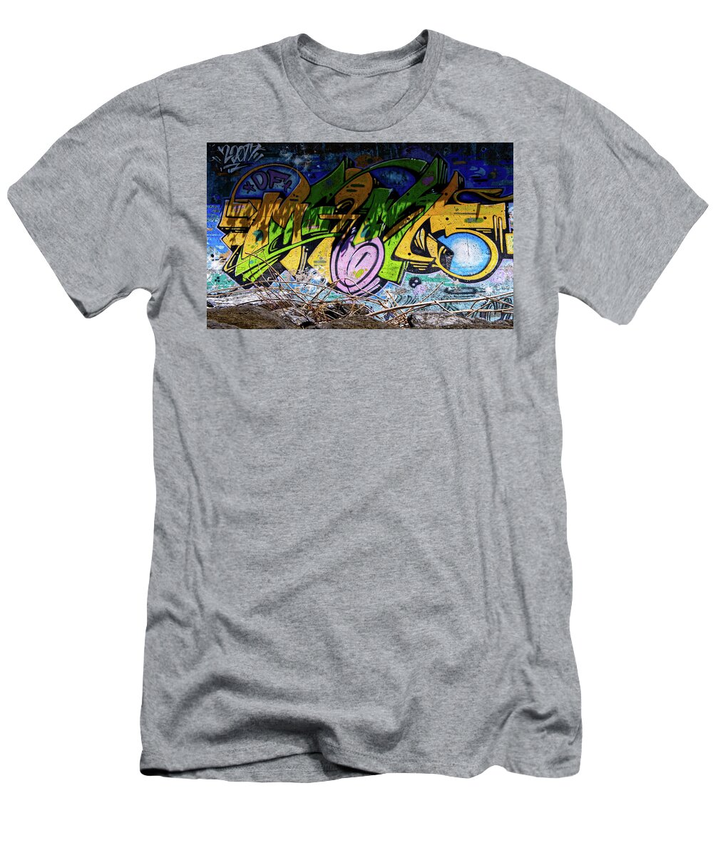 Tags T-Shirt featuring the photograph Seawall Graffiti by Eric Hafner
