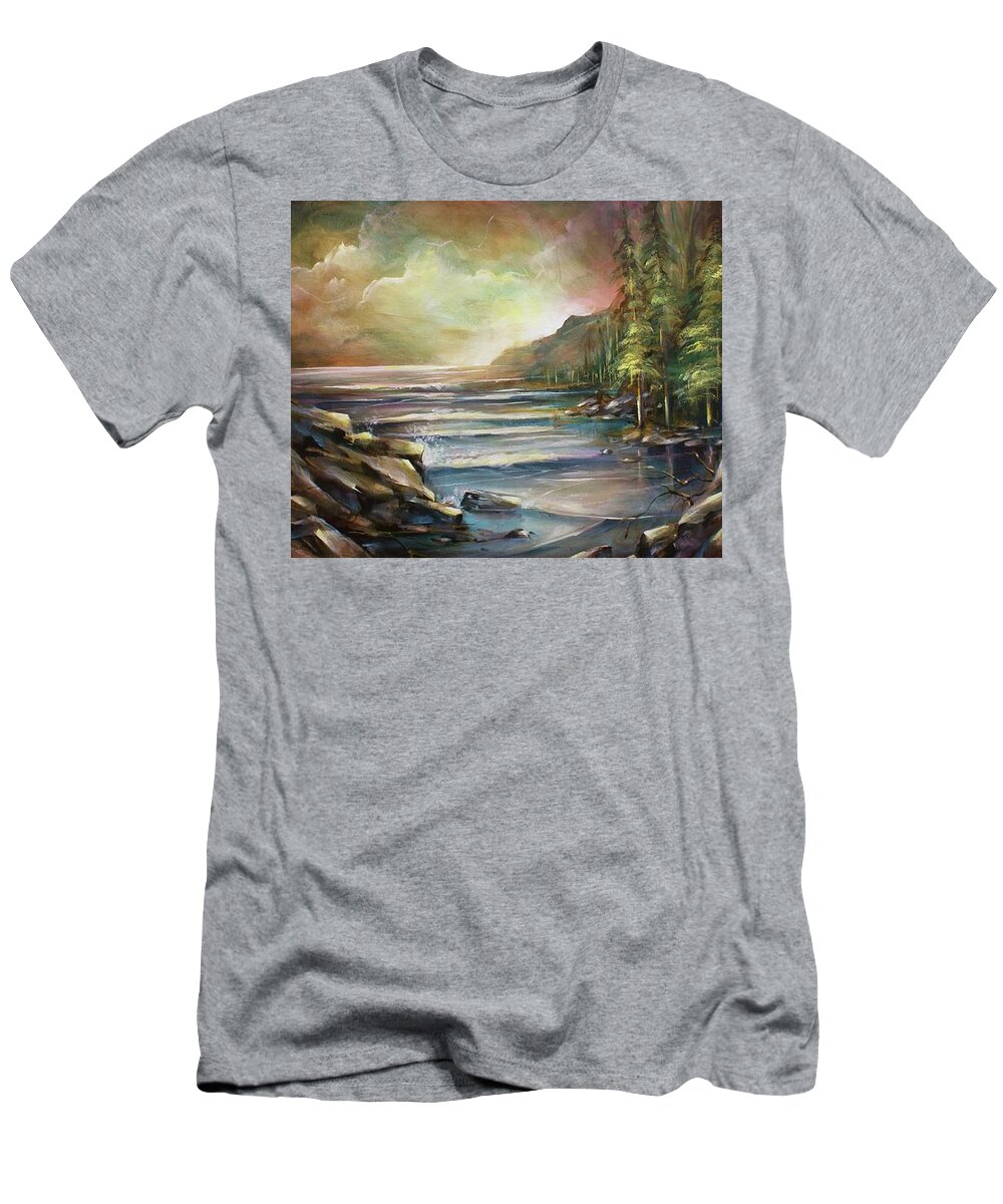 Landscape T-Shirt featuring the painting Shoreline by Michael Lang