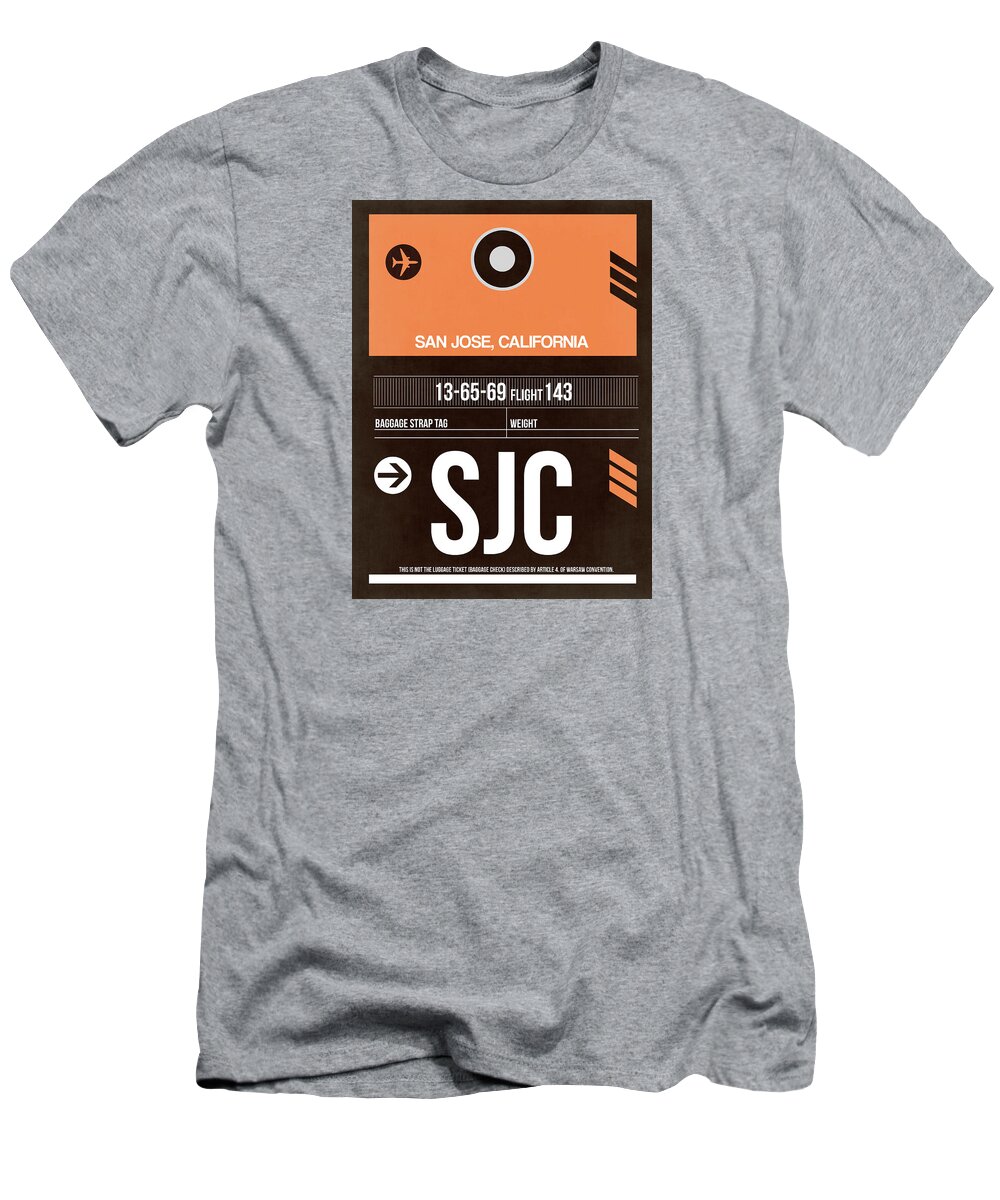 San Jose T-Shirt featuring the digital art SJC San Jose Luggage Tag II by Naxart Studio