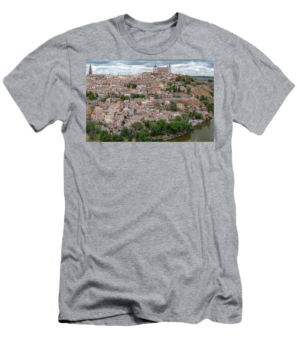 The Alcázar Of Toledo T-Shirt featuring the photograph Skyline of Toledo Spain by Douglas Wielfaert