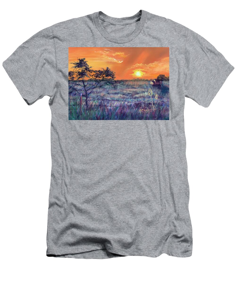 Landscape T-Shirt featuring the painting Hope Rises with the Dawn by Jan Chesler