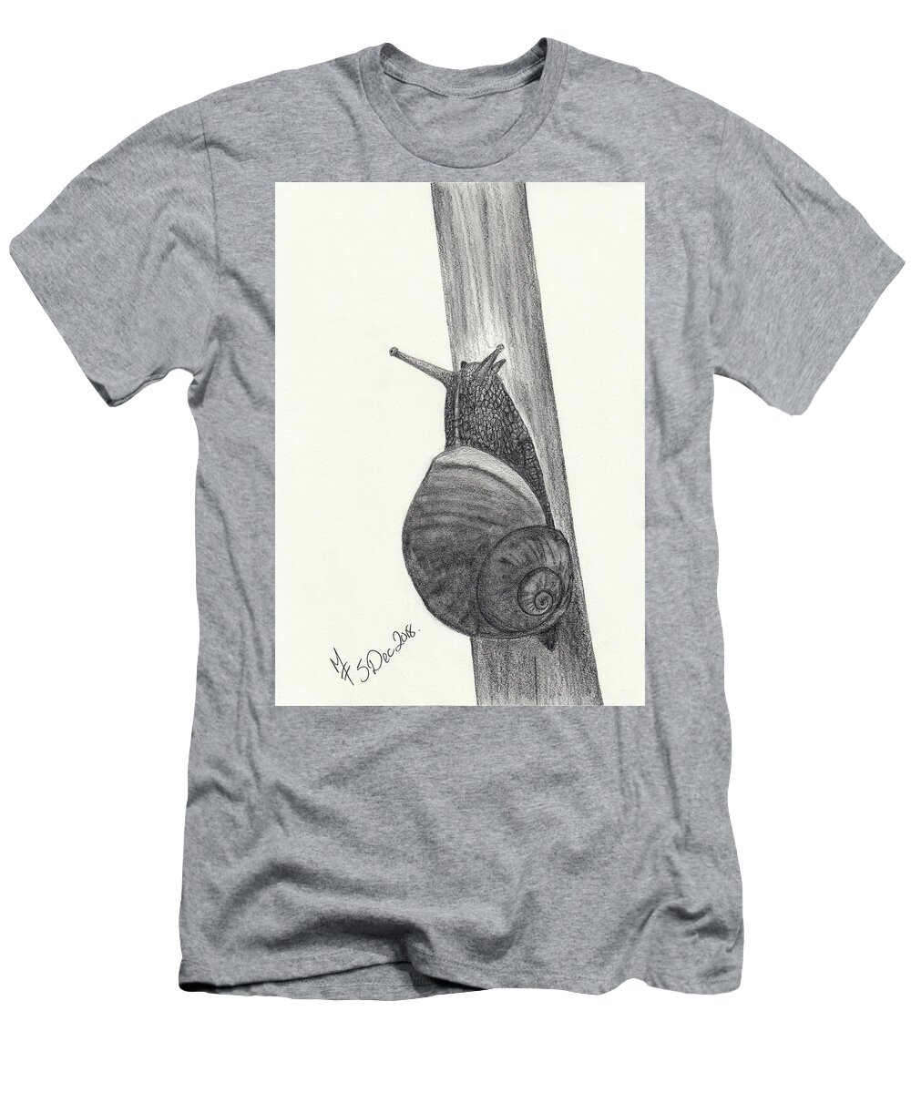  Pencil T-Shirt featuring the drawing Snail sketch by Martina Fagan