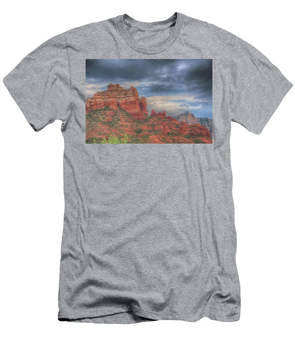 Sedona Arizona T-Shirt featuring the digital art Snoopy Rock Sedona, Arizona by Alan Goldberg