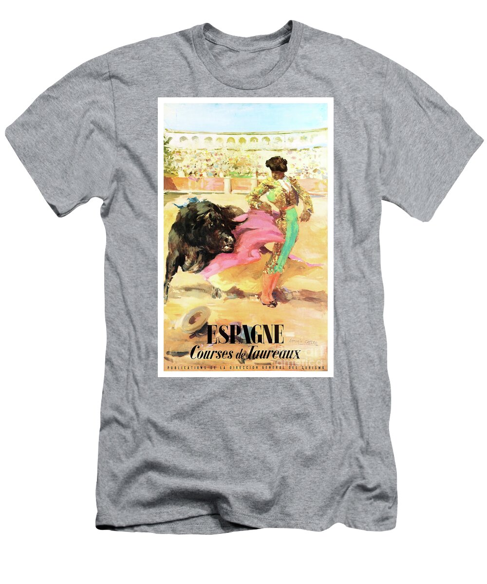 Vintage T-Shirt featuring the drawing Spain Vintage Travel Poster Restored 12 by Vintage Treasure