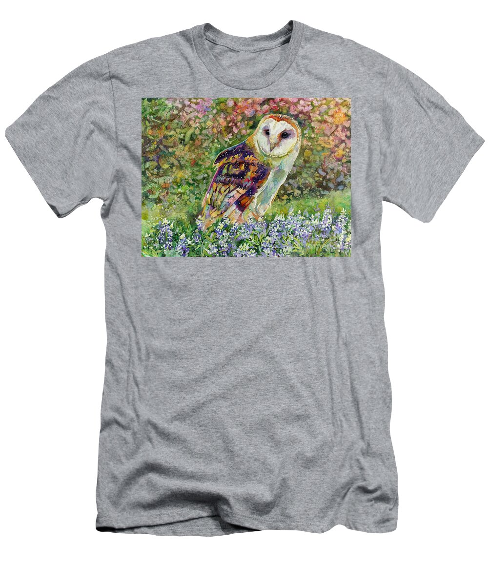 Owl T-Shirt featuring the painting Spring Attraction by Hailey E Herrera