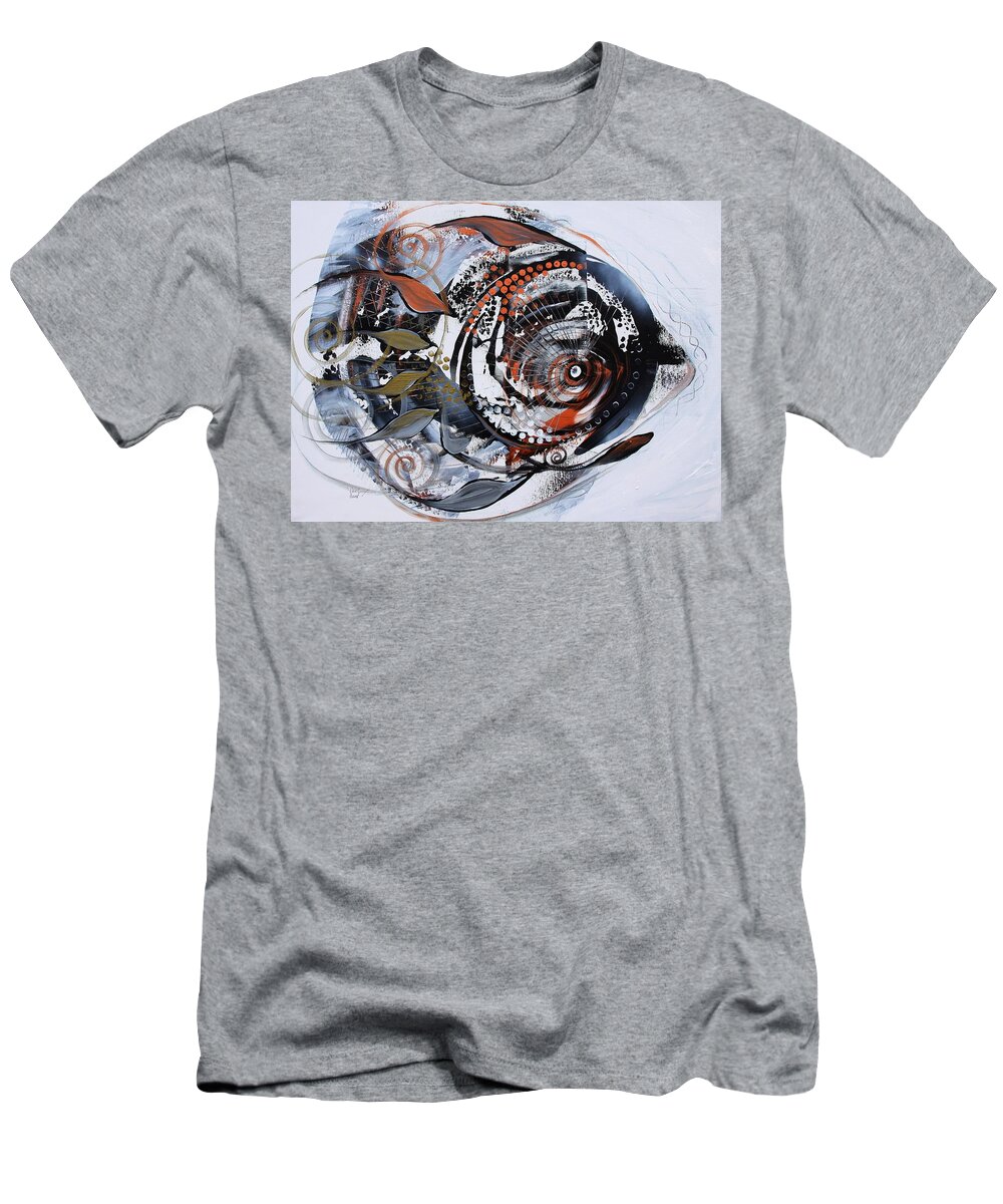 Steampunk T-Shirt featuring the painting Steampunk Metallic Fish by J Vincent Scarpace