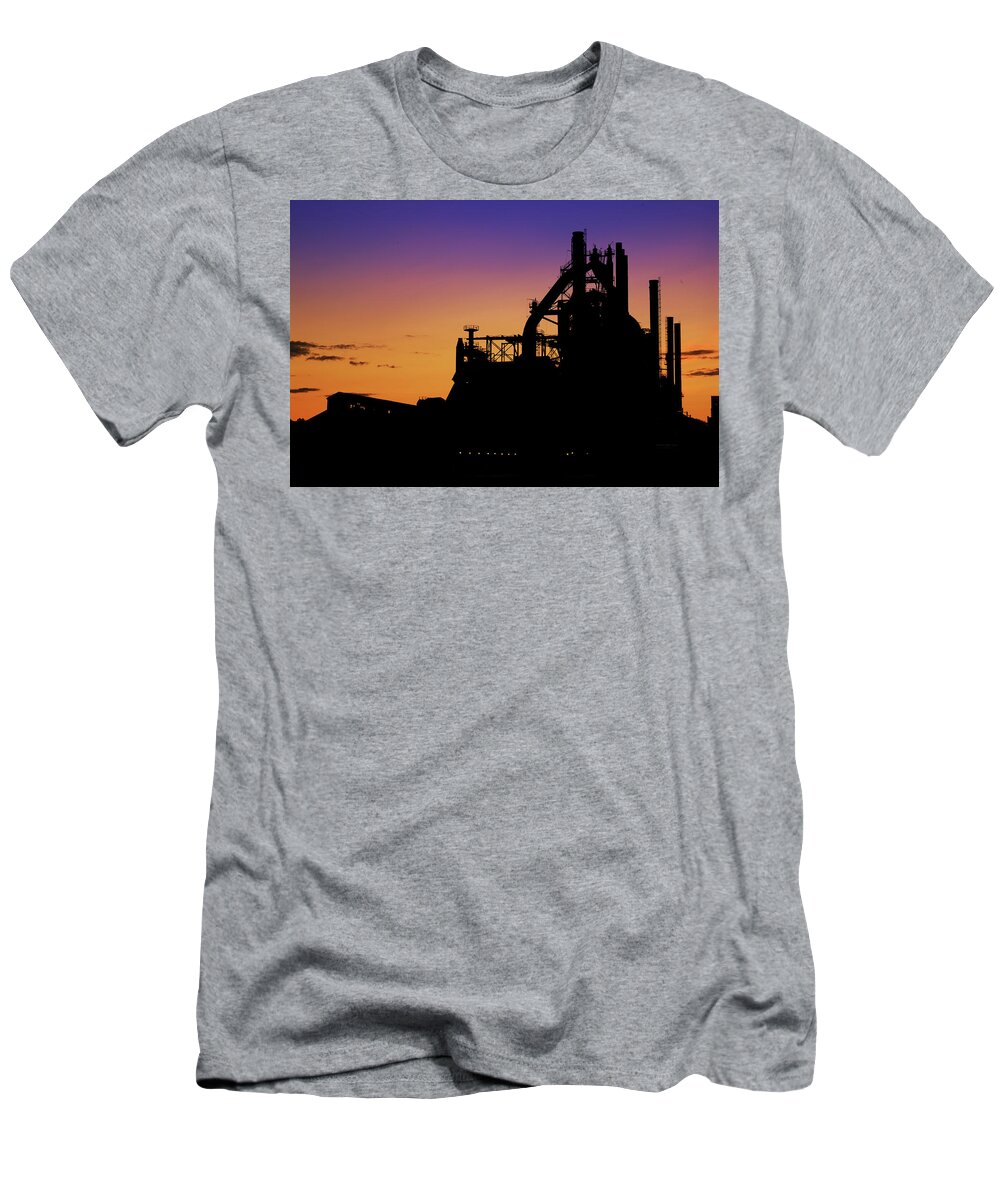 Bethlehem Steel T-Shirt featuring the photograph Steel City Sunrise by Michael Dorn