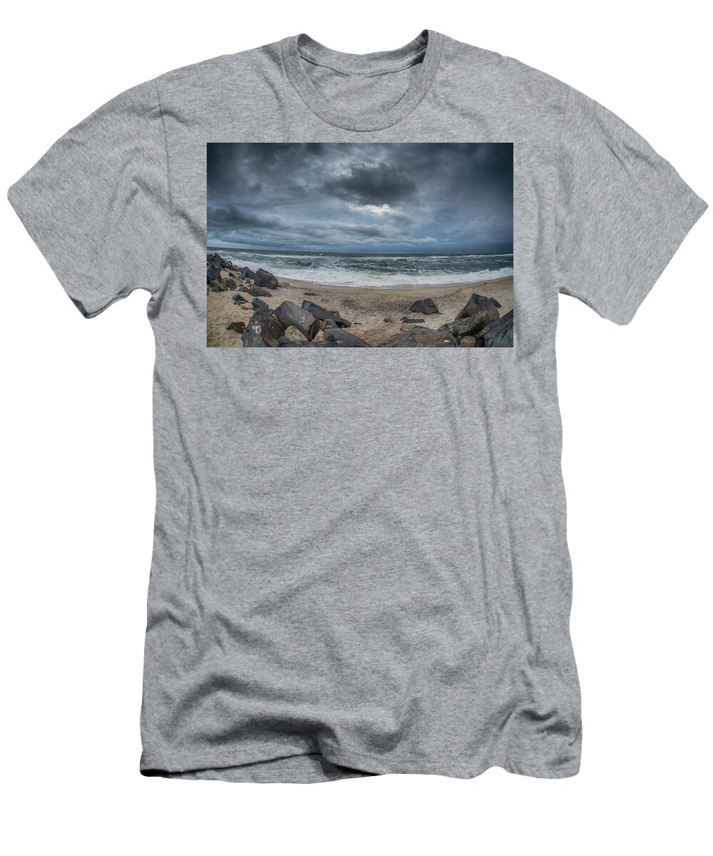Sandy Hook T-Shirt featuring the photograph Stormy Sandy Hook by Alan Goldberg