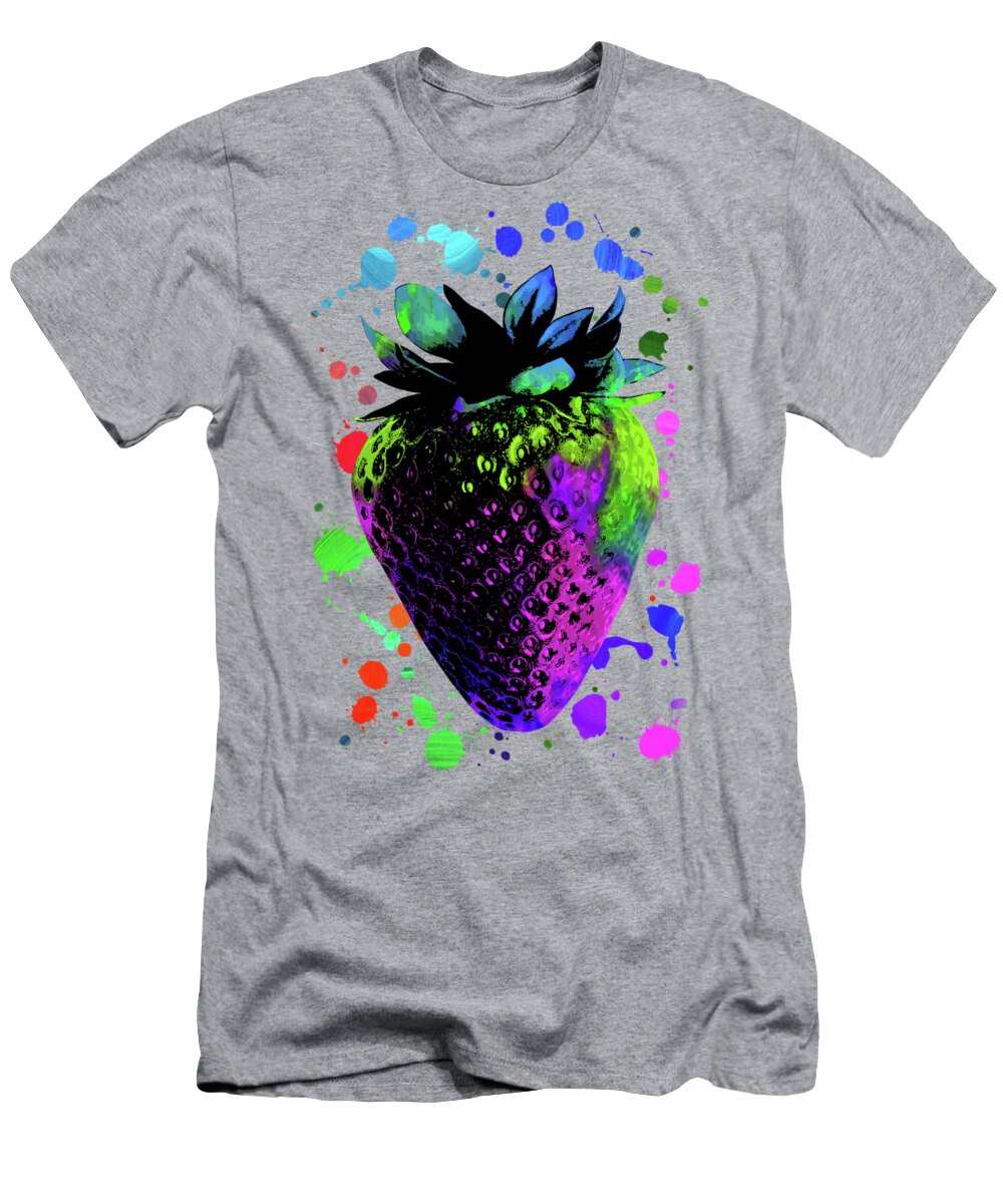 Strawberry T-Shirt featuring the digital art Strawberry on Vintage Paper 01 by Bobbi Freelance