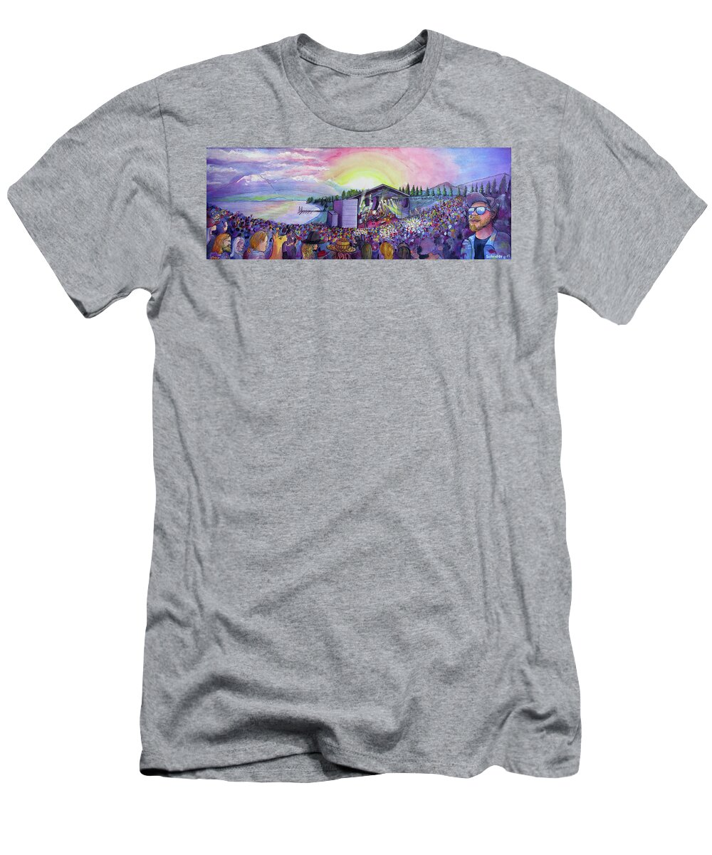 String T-Shirt featuring the painting String Cheese Incident Lake Dillon by David Sockrider