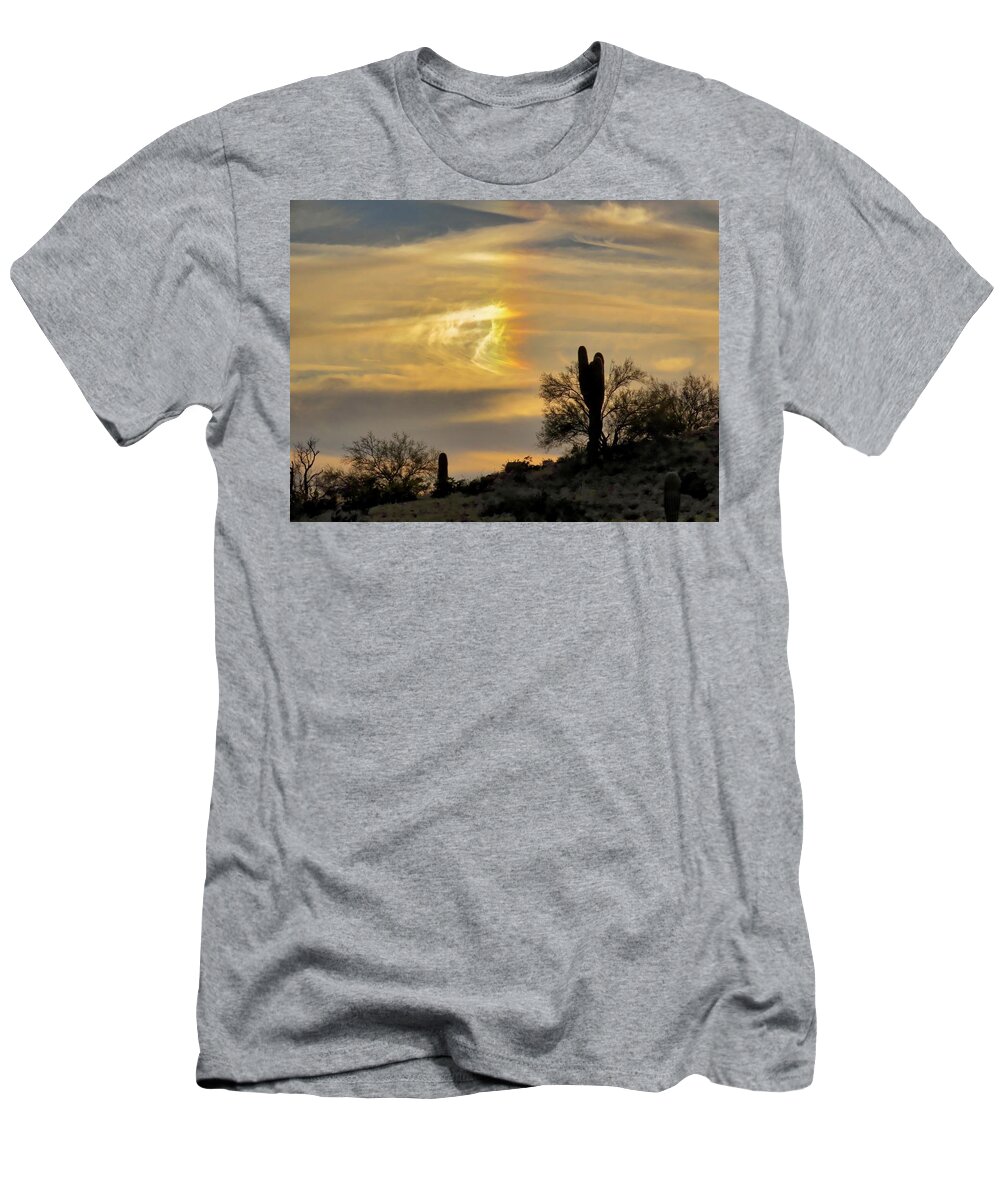 Affordable T-Shirt featuring the photograph Sundog and Saguaro by Judy Kennedy