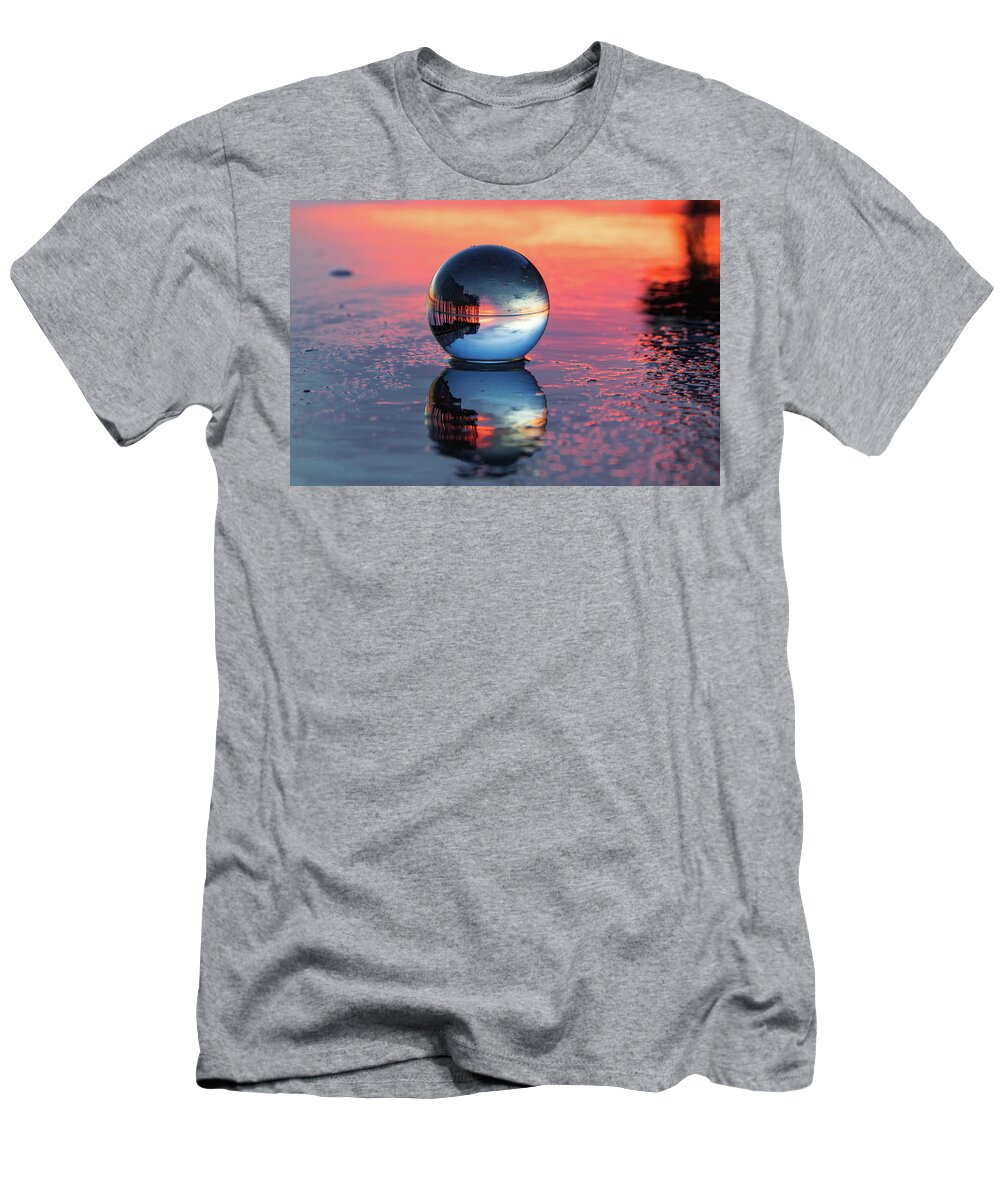Crystal Globe T-Shirt featuring the photograph Sunrise at the beach by Darryl Hendricks