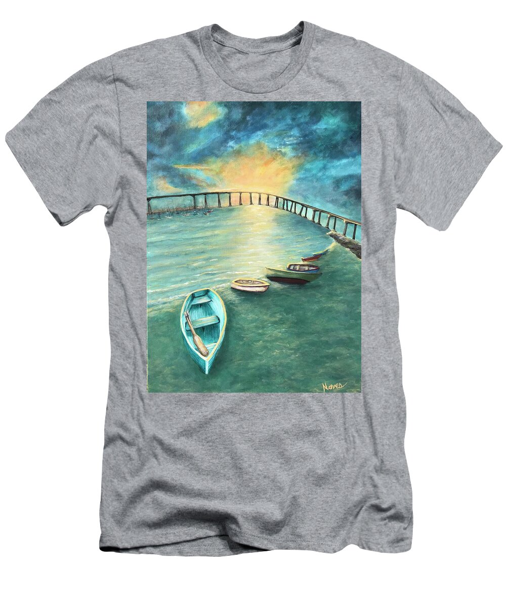 Acrylic Painting T-Shirt featuring the painting Sunrise Tide at Coronado by Deborah Naves
