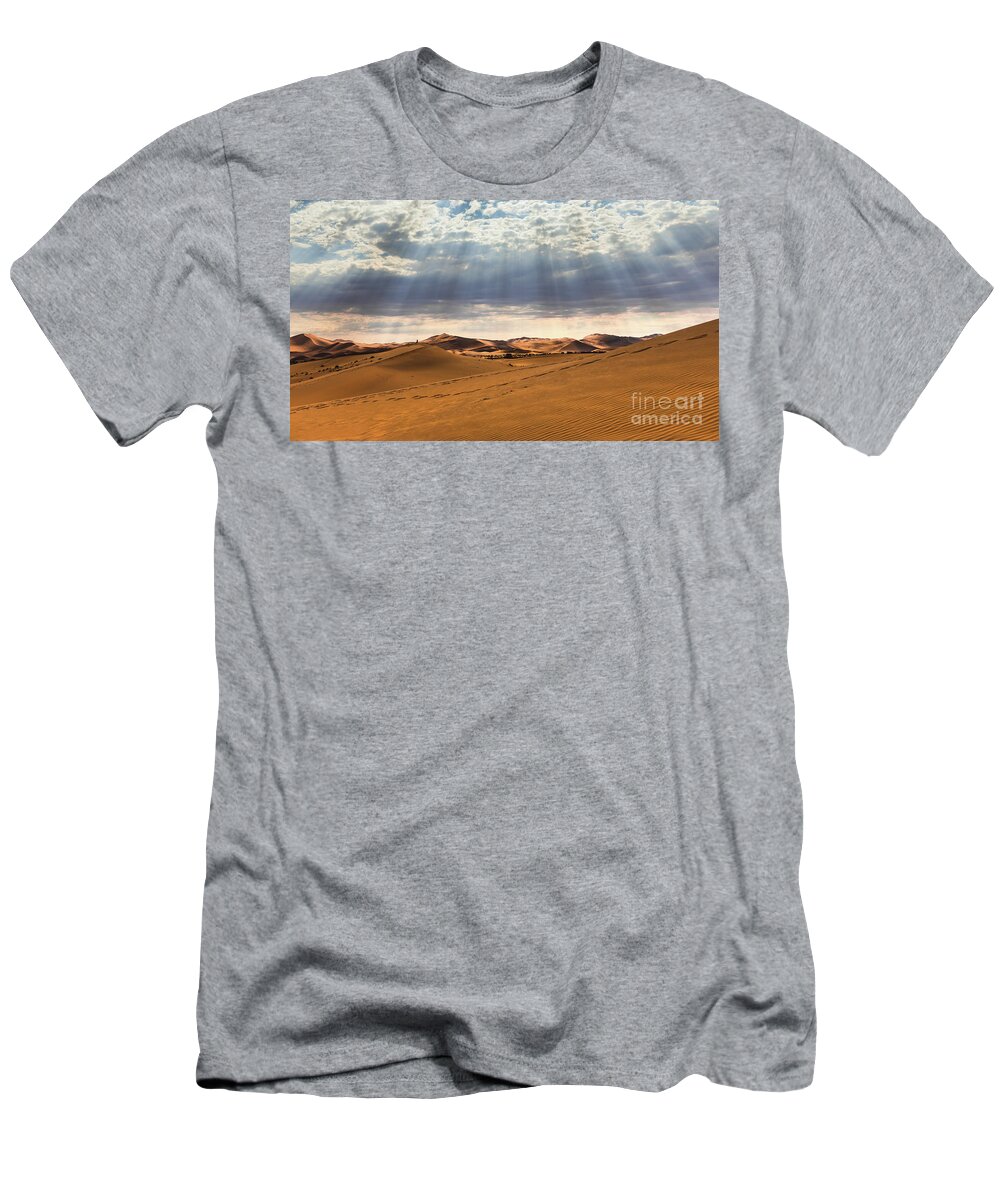 Desert T-Shirt featuring the photograph Magical light over Sossusvlei, Namibia by Lyl Dil Creations