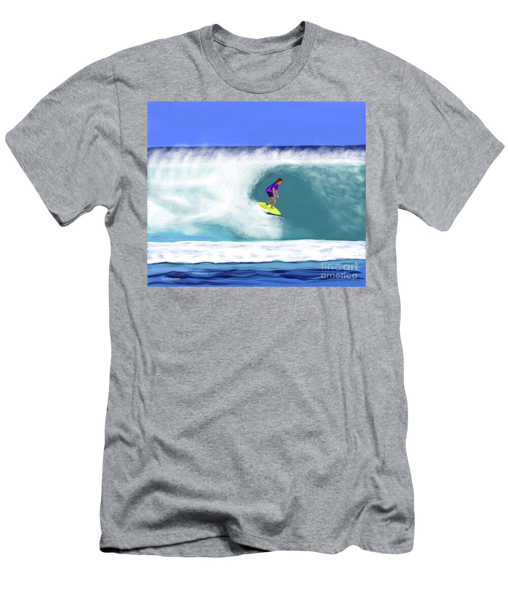 Surfer Girl T-Shirt featuring the digital art Surfer Girl by Annette M Stevenson