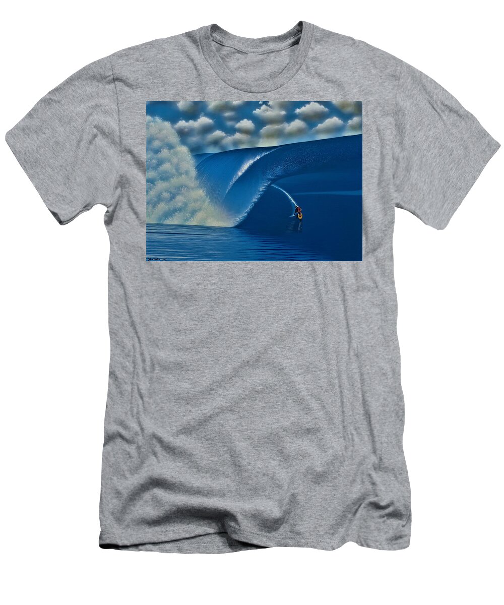 Surfing T-Shirt featuring the painting Teahupoo Tahiti 2000 by John Kaelin