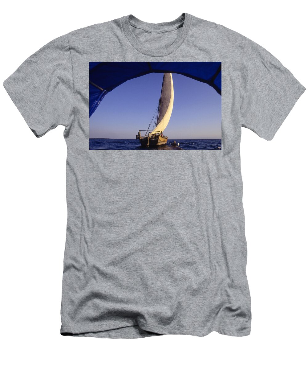 Estock T-Shirt featuring the digital art Tanzania, Zanzibar, Typical Dhow Boat by Aldo Pavan