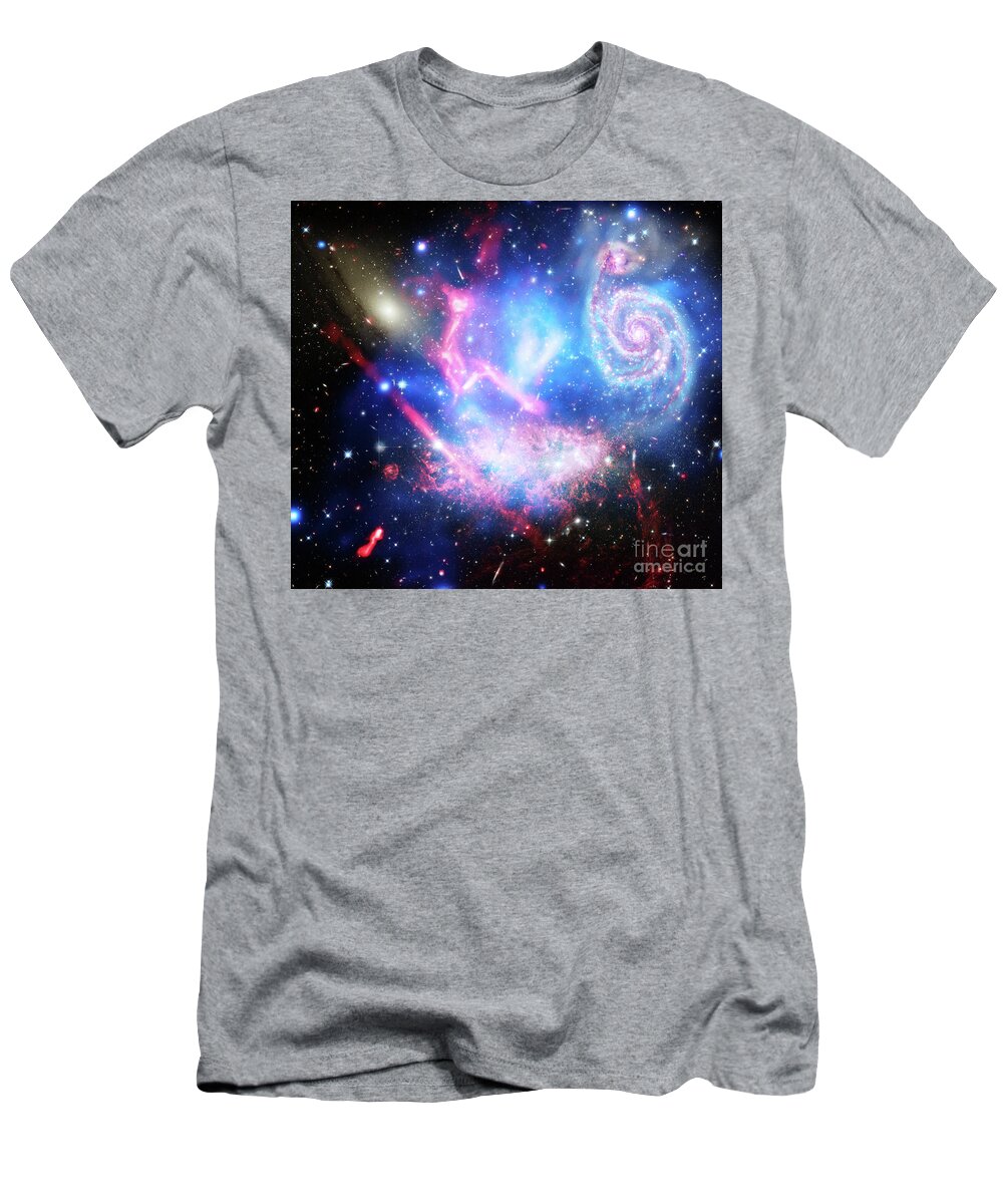 Telescope T-Shirt featuring the photograph Telescopes Combine to Push Frontier on Galaxy Clusters. by Joaquin Corbalan
