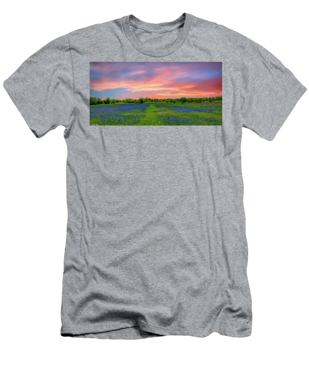  Postcards From Texas T-Shirt featuring the photograph Texas State Flower, Bluebonnets by G Lamar Yancy