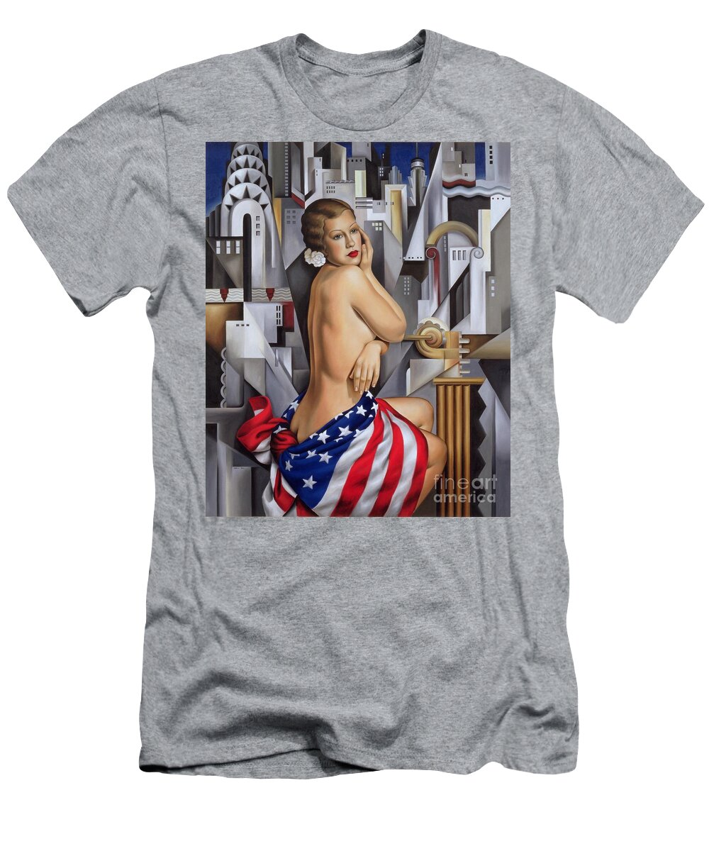 Flag T-Shirt featuring the painting The Beauty Of Her by Catherine Abel