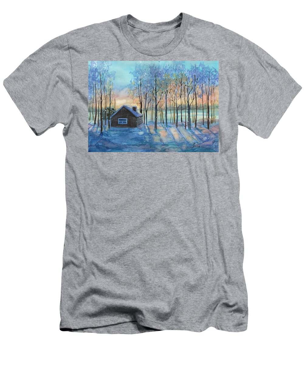 Russian Artists New Wave T-Shirt featuring the painting The Color of Winter is White ? by Ina Petrashkevich