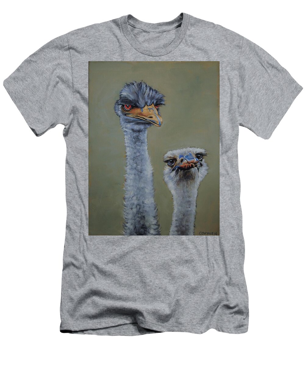 Emu T-Shirt featuring the painting The Longneckers by Jean Cormier