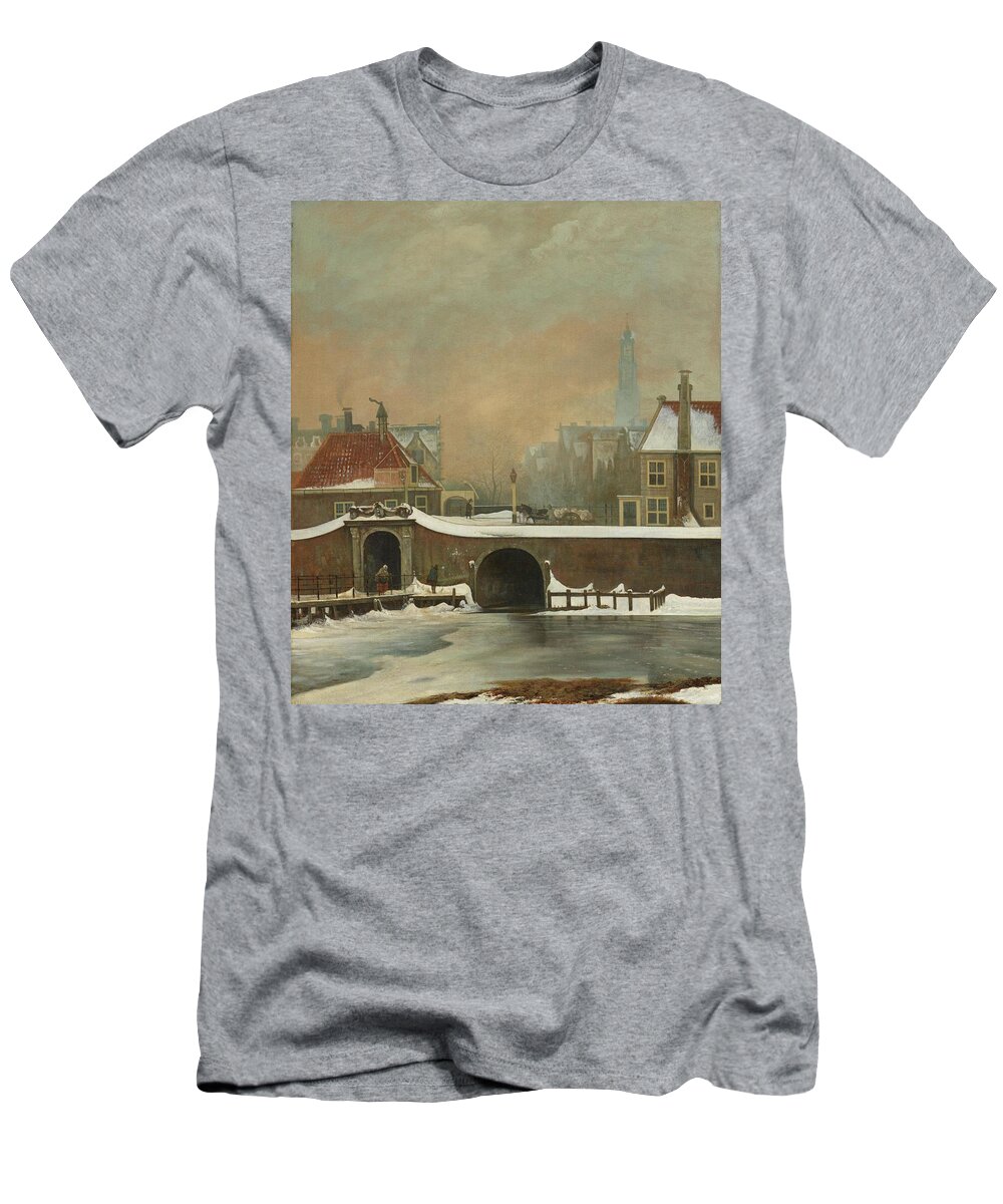 Canvas T-Shirt featuring the painting The Raampoortje in Amsterdam. by Wouter Johannes van Troostwijk -1782-1810-