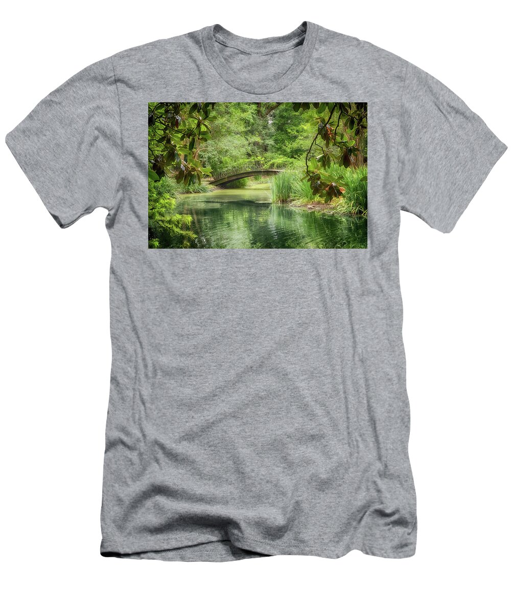 Gardens T-Shirt featuring the photograph The Welty Gardens Lake by Susan Rissi Tregoning