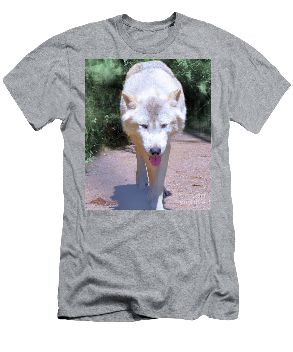 Wolf T-Shirt featuring the photograph The White Wolf by Elaine Manley
