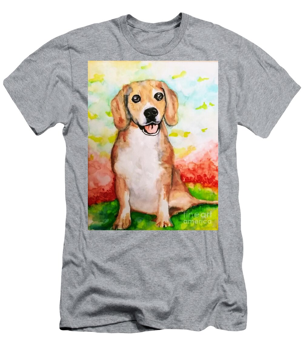 Watercolor T-Shirt featuring the painting Hi #1 by Chrisann Ellis