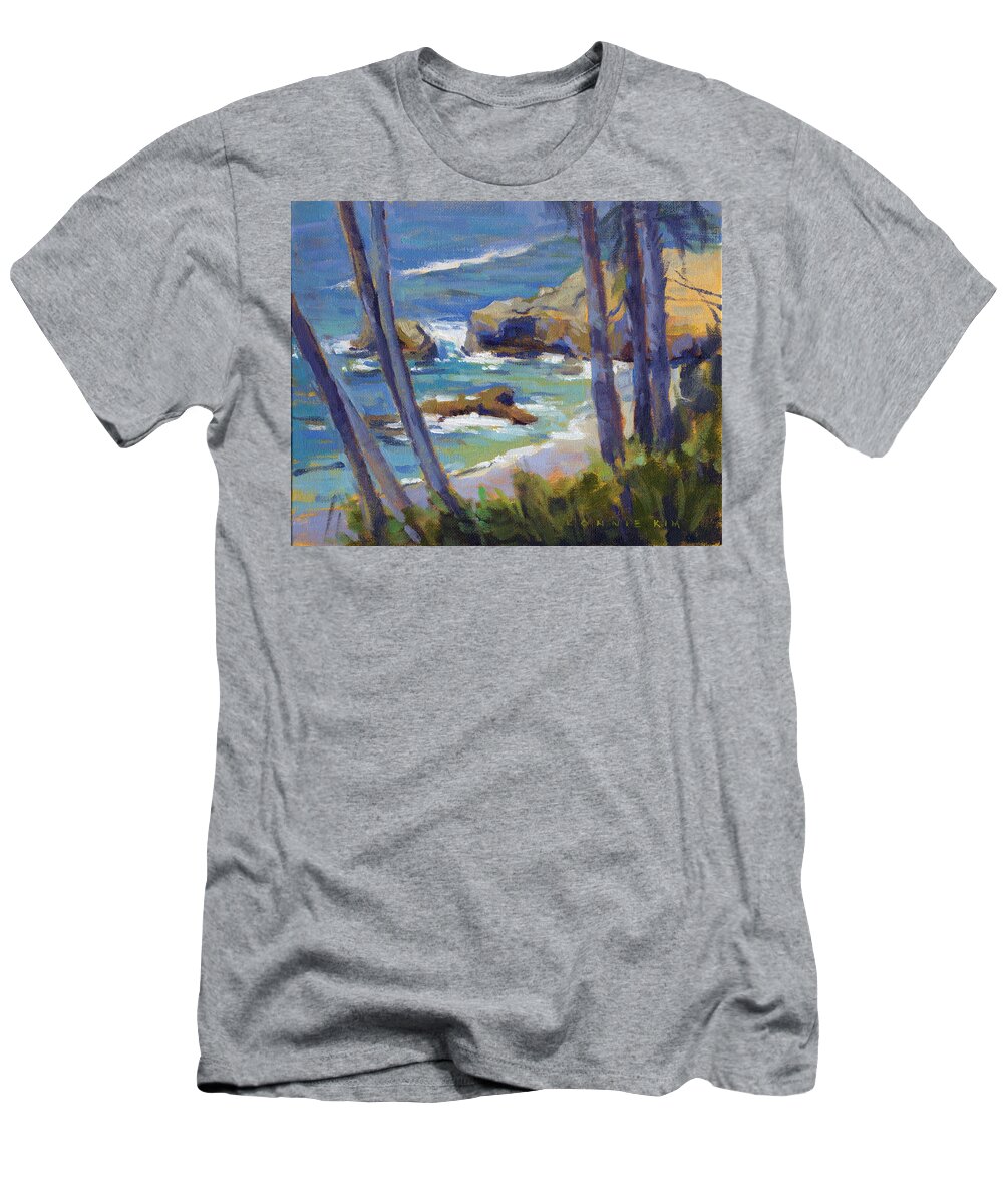 Rocks T-Shirt featuring the painting Through the Trees by Konnie Kim