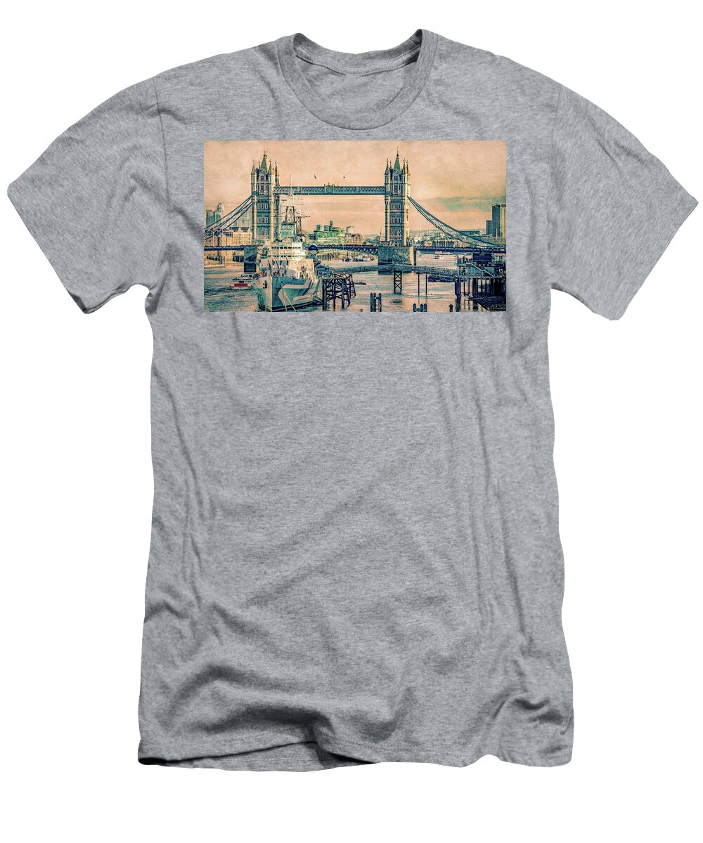Thames T-Shirt featuring the photograph Tower Bridge on a Winter Afternoon by Marcy Wielfaert