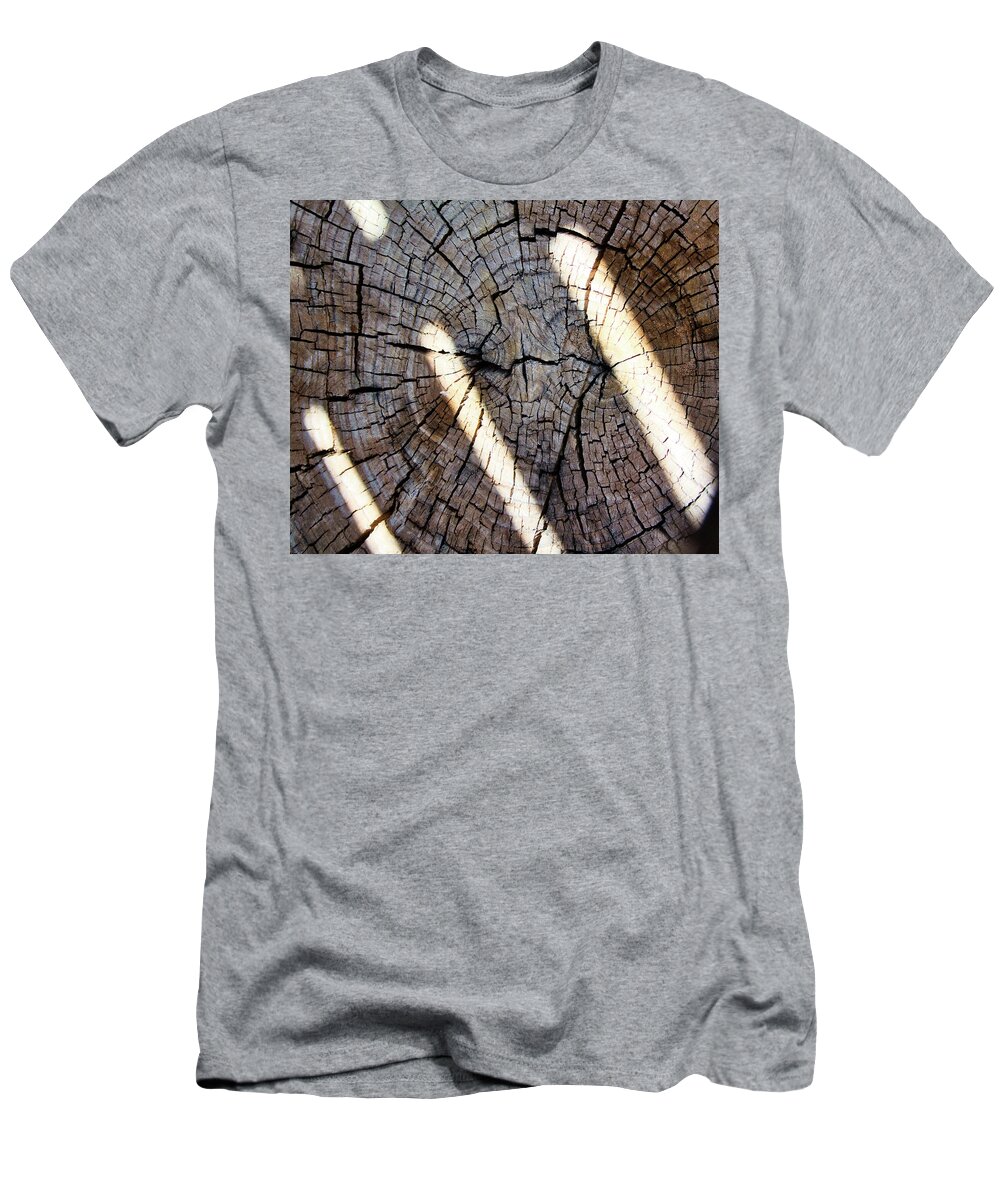 Abstract T-Shirt featuring the photograph Tree Stump With Dappled Sunlight by Segura Shaw Photography