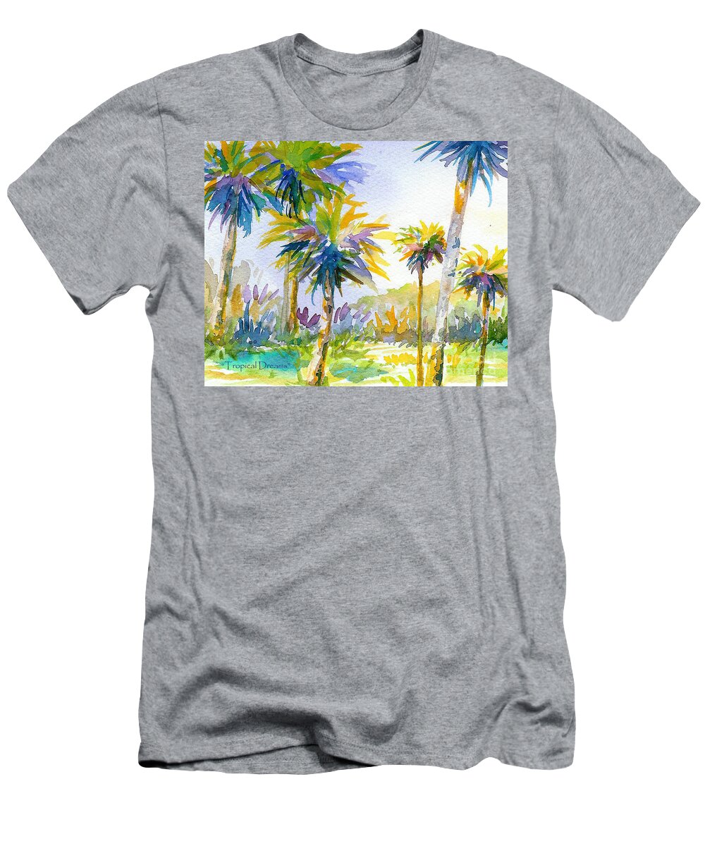 Palm T-Shirt featuring the painting Tropical Dreams by Anne Marie Brown