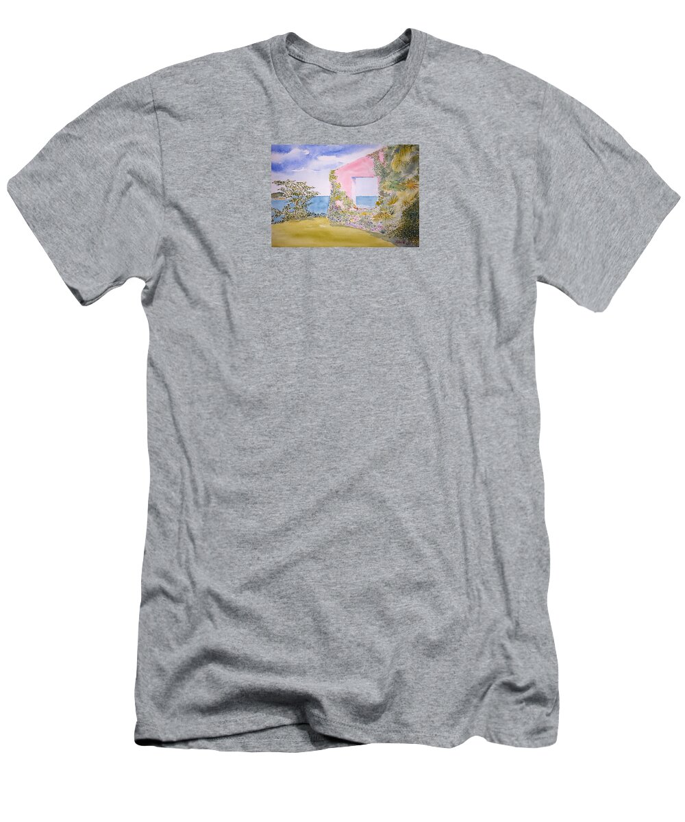 Watercolor T-Shirt featuring the painting Tropical Lore by John Klobucher