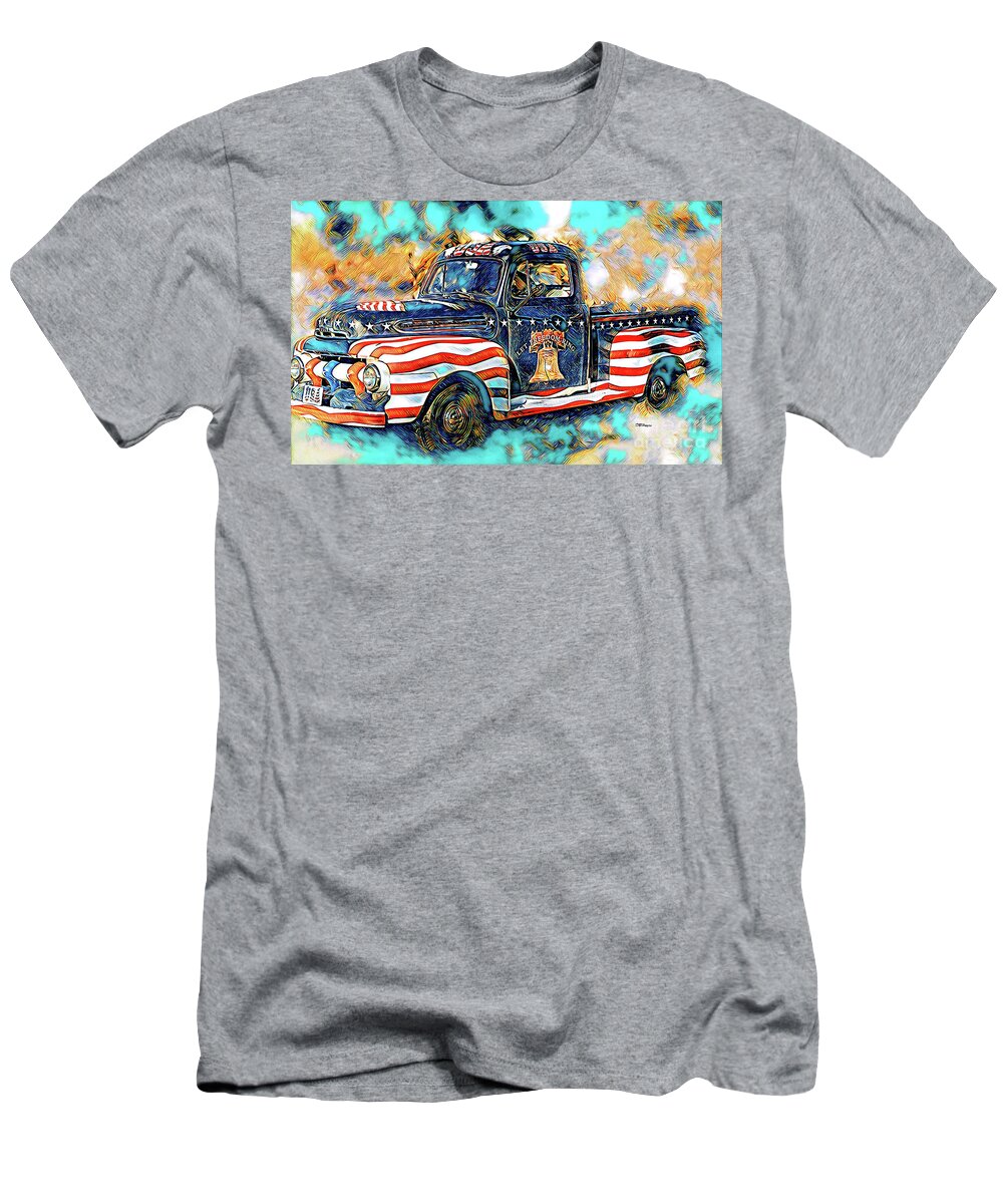 Trucks T-Shirt featuring the mixed media Trucking USA 2 by DB Hayes